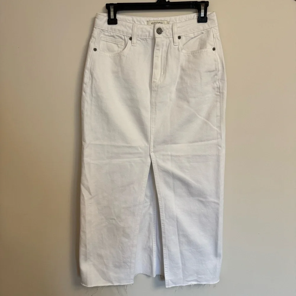 HIDDEN Peyton WHITE FRONT SLIT MIDI SKIRT - Women’s Large - Picture 5 of 14